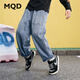 馬騎頓（MQD）男童春季學(xué)院風(fēng)褲子休閑百搭中大童牛仔褲 中牛仔藍 130