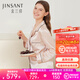 金三塔真絲睡衣女100%桑蠶絲外穿絲滑親膚兩件套睡褲居家服禮物 [熱薦]19姆米香妃色 L