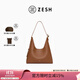 ZESH/澤尚【新品上市】銅錢(qián)系列山角HOBO女士時(shí)尚手提包單肩包 棕色（荔枝紋牛皮）