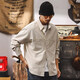 風(fēng)梵名棉麻薄款襯衫男長(cháng)袖春季2025新款美式復古休閑寬松工裝襯衣外套男 杏色 XL （145-160斤）