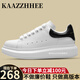 咖織（Kaazzhhee）小白鞋輕奢2024春季新款松糕厚底內增高男女鞋情侶運動(dòng)休閑板鞋 黑皮尾【千元級品質(zhì)】禮盒包裝 36 女碼