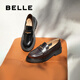 百麗（Belle）張凌赫推薦海鷗樂(lè )福2.0版真皮女鞋商場(chǎng)牛皮厚底皮鞋B5J1DAA6預售 【李蘭迪同款】棕色（4CM） 2.0 37