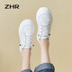 ZHR春秋小白鞋女厚底女鞋新品百搭套腳兩穿內(nèi)增高圓頭休閑鞋 白色 37