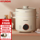 HYUNDAI韓國(guó)電煮鍋迷你學(xué)生宿舍蒸飯熱飯小型電飯鍋慢燉煮湯煲粥電火鍋可預(yù)約保溫 2升 米黃色帶不銹鋼蒸籠
