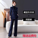 黛維亞高端職業(yè)裝女套裝時(shí)尚氣質(zhì)藏藍(lán)色西裝外套修身顯瘦西服女 藏青色西裝+闊腿褲 M（95-105斤）