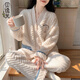 貝逸芙冬天睡衣女秋冬2025珊瑚絨加厚加絨小熊法蘭絨長(zhǎng)袖家居服網(wǎng)紅套裝 MYQ6830#字母小熊(杏色) L