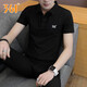 361°男裝運動(dòng)T恤男短袖上衣翻領(lǐng)polo衫夏季透氣男士純色休閑服 基礎黑 L 175