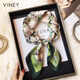 viney真絲絲巾2025新款桑蠶絲小方巾女士絲巾女神節母親節禮物送女友 米色-高端禮盒裝
