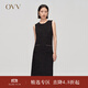 OVV秋冬熱賣(mài)女裝黃金羊毛經(jīng)典無(wú)袖針織小黑裙 黑色鑲拼A7 L