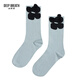 深呼吸DEEP BREATH女襪【中筒襪】花朵拼色泡泡字母襪子四季時(shí)尚棉襪 藍黑-AW10034 1雙 均碼