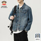 大嘴猴（paul frank）牛仔夾克男春秋季寬松新款休閑工裝外套男裝百搭潮牌外穿重磅上衣 01J復古藍色【官方正品】 XL 【建議120-140斤】
