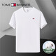 TOMMY JEANS湯米湯米夏季男士純棉短袖圓領(lǐng)上衣純棉純色打底衫半袖 白色100純棉高端短袖T恤打底衫 L 170110-130斤