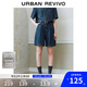 UR2025夏季新款女裝休閑復(fù)古水洗壓褶牛仔短褲UYU850039 藍(lán)色 27