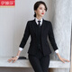 伊婭莎職業(yè)裝女裝套裝兩?？坌∥餮b外套女士長(zhǎng)袖酒店經(jīng)理工作服面試商務(wù)西服正裝大學(xué)生時(shí)尚氣質(zhì)女神范工裝 黑色西裝+褲+白襯衫 S（建議80-90斤）