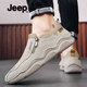 Jeep吉普休閑鞋男秋冬透氣新款軟底一腳蹬豆豆懶人鞋戶(hù)外防滑運動(dòng)鞋男 沙色 【標準皮鞋碼】 41