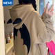 CTOX美式復古原宿BF風(fēng)惡魔角連帽衛衣INS冬季拉鏈女潮 卡其色【加絨加厚】 （秋冬款） M 86-105斤