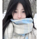 慕瓊（MUQIONG）顯白2024新款圍巾女秋冬季韓版百搭高級格子披肩情侶圍脖男保暖 米淺藍[百搭熱賣款]