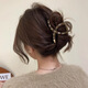 伊黛兒春夏高級感輕奢水鉆抓夾盤(pán)發(fā)鯊魚(yú)夾子頭飾氣質(zhì)發(fā)卡女生小眾發(fā)飾品 F2378香檳色