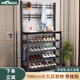 密林鞋架衣帽架一體門(mén)口簡(jiǎn)易帶掛鉤多層收納鞋柜客廳收納架子 100黑色