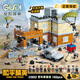 古迪（gudi）兒童吃雞積木玩具和平精英場(chǎng)景拼裝模型海島假車(chē)庫建筑套裝禮物 假車(chē)庫場(chǎng)景套裝
