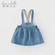 戴維貝拉【奧萊特賣(mài)】童裝女童背帶裙兒童短裙女寶寶牛仔裙小童裙子春裝 牛仔藍 120 cm(建議身高110-120cm)