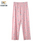 老年人純棉睡褲女春秋大碼單件長(cháng)褲夏季媽媽高腰薄款全棉家居褲 2302【褲子）蒲公英粉色 6XL 體重200-220斤