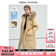 VEGA CHANG90白鴨絨羽絨服女2025冬季加厚狐貍毛領(lǐng)保暖中長款外套 甜梨黃 S