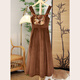 羅袖動(dòng)香【梵花】國風(fēng)繡花連衣裙襯衫森系新中式原創(chuàng  )秋冬女百搭 棕色主腰改良刺繡連衣裙 S （現貨）