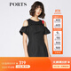 PORTS寶姿 新品女裝甜美荷葉邊裝飾提花連衣裙SA9D025GFQ036 黑色 S (4)