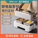 小熊（Bear）電熱飯盒熱飯神器辦公室自熱飯盒可插電雙層便攜式保溫飯盒 上班族帶飯加熱飯盒 1.5L 灰色微電腦升級款3膽
