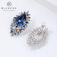 【女神禮】布蘭琪Blanche水晶耳環(huán) 韓國夸張耳釘女氣質(zhì)銀針耳掛耳鉤飾品 無(wú)耳洞耳夾款假耳環(huán)豪華 藍色-無(wú)耳洞耳夾款