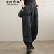 衣瑾帛社哈倫褲女冬季工裝口袋拼接夾棉加厚休閑褲女棉褲寬松外穿保暖棉褲 黑色 L