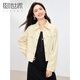 熙世界（sllsky）美式復古工裝風(fēng)牛仔外套2025春秋新款通勤米杏色夾克上衣 米杏色 外套 M