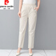 皮爾卡丹（pierre cardin）2024夏季新款全棉長(cháng)褲高腰直筒彈力中年老年女褲松緊腰運動(dòng)休閑褲 米色(單件) 2XL 【建議105-120斤左右】
