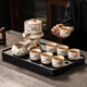 瓷牌茗茶具（cipaiming teaset）汝窯功夫茶具套裝家用陶瓷泡茶壺茶杯懶人石墨高檔自動茶具整套 汝窯富竹自動茶具六杯+茶盤