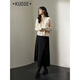 闊色（kuose）闊色克萊因藍針織半身裙女早春裝紅色長(cháng)裙子秋冬 黑色 M