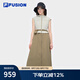 FILA FUSION斐樂(lè)新機(jī)服女子梭織連衣裙2025夏季新款拼色連帽無(wú)袖裙 雅灰-GY M 165/84A/M