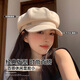 溥畔帽子女款貝雷帽女韓版時(shí)尚百搭大頭圍八角帽顯臉小春秋鴨 米色 【主圖款】 M 可調節【帽圍：55-57c】