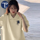 PMOG杏色日系Polo領(lǐng)t恤女夏季潮ins風韓系減齡藝術(shù)生短袖翻領(lǐng)上衣 白色 L【106-120斤 】