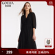 歌莉婭粉色法式連衣裙大牌氣質(zhì)女裝顯瘦時(shí)尚a字茶歇裙子1A8C4K1Y0 00B黑色 XL (170)