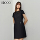 G20002025春夏商場同款保形性好優(yōu)雅通勤短袖連衣裙 黑色 M/36