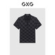 GXG男裝 23年夏滿(mǎn)印棋盤(pán)格印花男Polo衫短袖 黑色 185/XXL