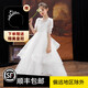 乖奇奇（ALERTCHYCHY）兒童晚禮服花童公主裙女童生日女孩高端小主持人鋼琴演奏禮服夏季 白色色中袖長(zhǎng)款+小皇冠 120