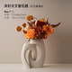赟婭陶瓷花瓶家居裝飾擺件高級感小眾輕奢客廳餐桌創(chuàng)意仿真干花束花器 異形交叉花瓶+手札秋意