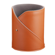 愛(ài)美仕簡(jiǎn)約現代皮質(zhì)高級感桌面收納筒遙控器收納盒辦公桌筆筒 橙色 10.5*10.5*13CM