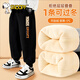 史努比男童冬季褲子加絨加厚保暖褲一體絨羊胎絨兒童運動(dòng)褲秋冬童裝絨褲 三只努比K黑 140