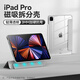 堡立 ipadpro保護(hù)殼套蘋果平板Air5透明磁吸帶筆槽亞克力三折全包防摔硅膠硬殼軟邊框保護(hù)套11英寸7代 科技灰 適用iPadPro11寸（20/21/22款通用）
