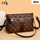 袋鼠品牌真皮小包包女百搭斜挎包女?huà)D女節七夕中年媽媽包印花單肩包 KJ棕色