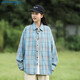 真維斯（Jeanswest）格子襯衫女長(cháng)袖2026春夏季寬松慵懶風(fēng)上衣外套襯衣深藍XL