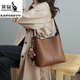 袋鼠2025女包包真皮女七夕女包斜挎包女百搭大容量水桶包單肩腋下包 焦糖色(水桶包)